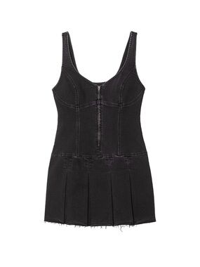 PINK Denim by PINK | Front-Zip Corset Dress
 Black Denim Mini Dress w/ Front Zip